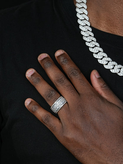 Forever BOSS Eternity Ring - 14k Yellow Gold Vermeil/Natural 925 Silver - CZ Stones