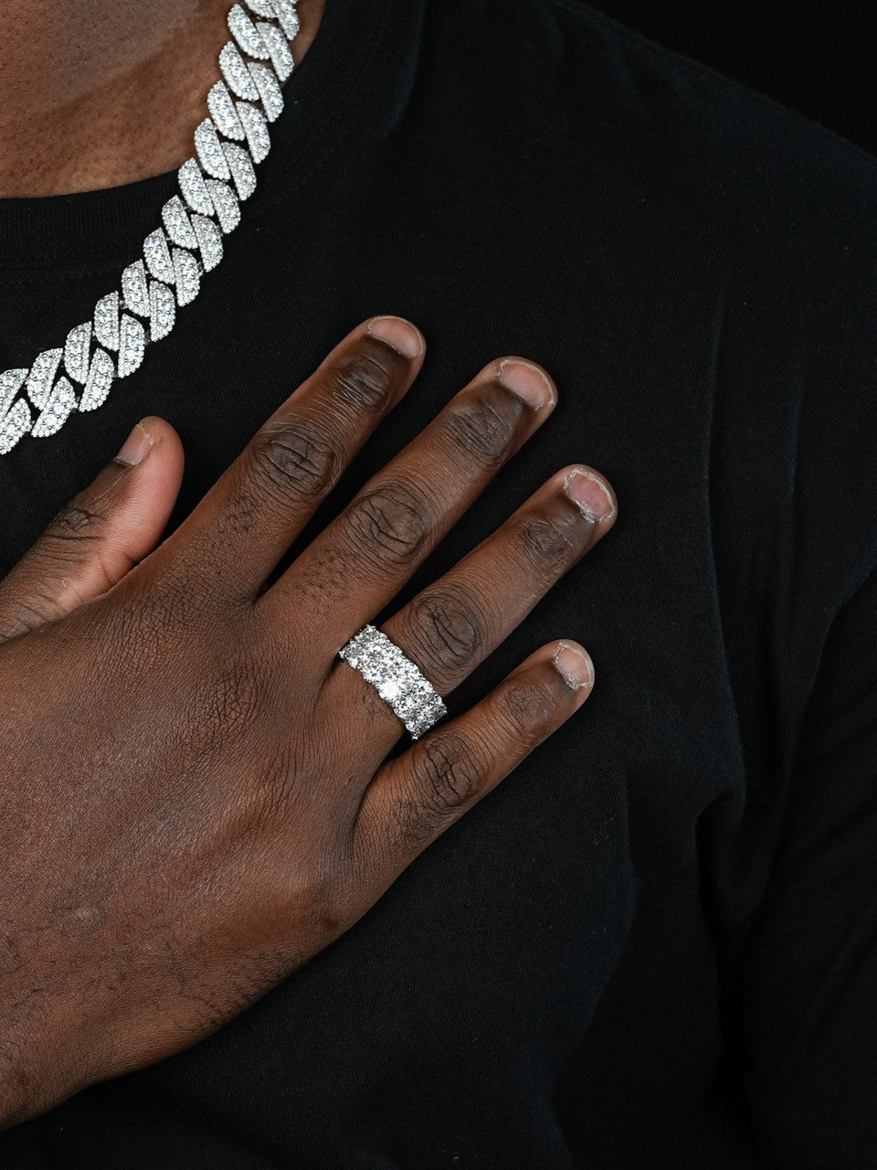 Double Row Eternity Ring - 14k Yellow Gold Vermeil/Natural 925 Silver - CZ Stones