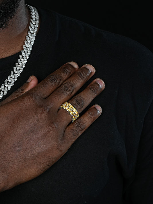 Canary Yellow Moissanite Double Row Eternity Ring - 925 Silver