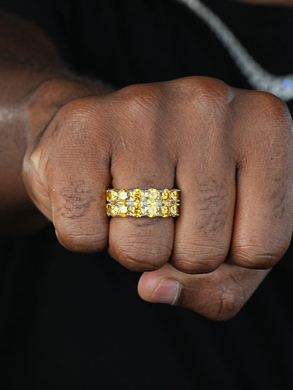 Canary Yellow Moissanite Double Row Eternity Ring - 925 Silver
