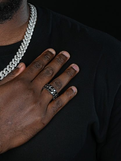 Black MOISSANITE Double Row Eternity Ring - 925 Silver