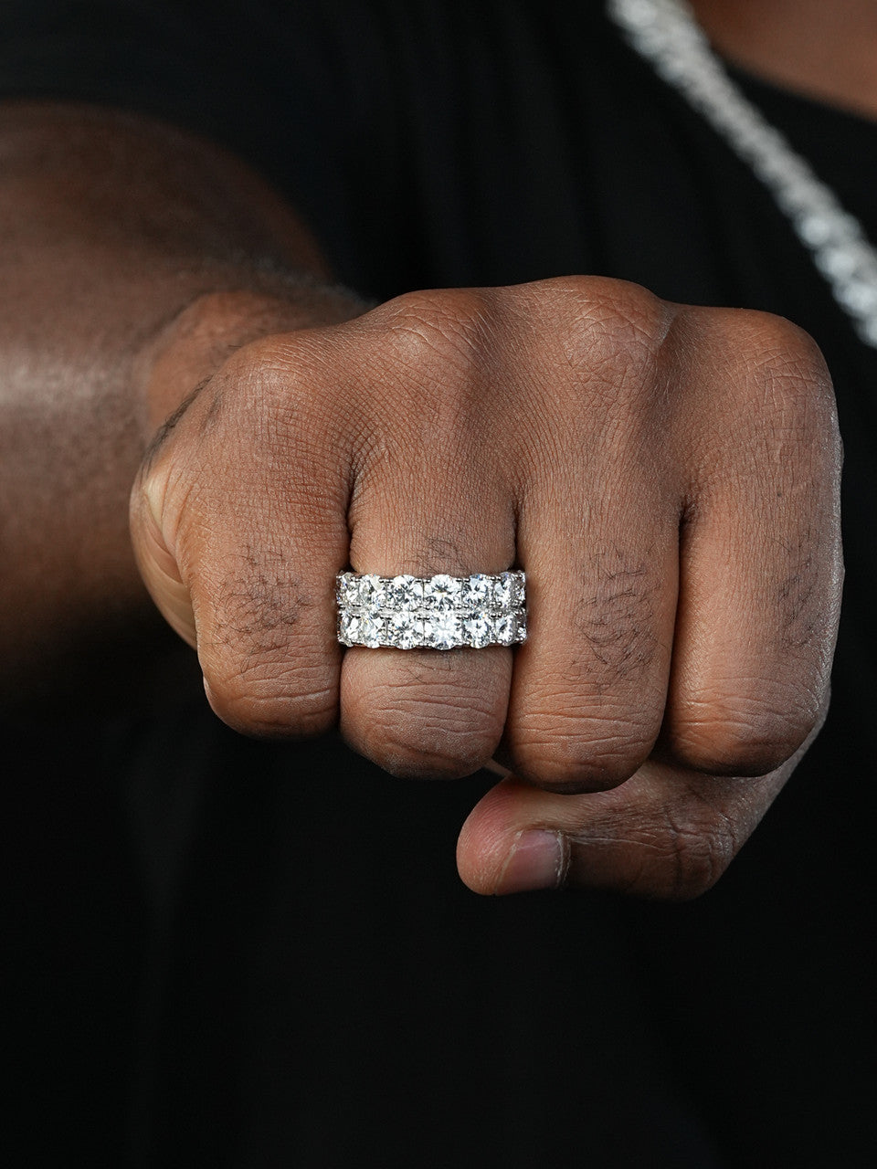 MOISSANITE Double Row Eternity Ring - 925 Silver