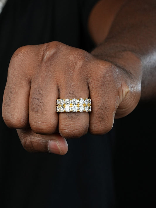 MOISSANITE Double Row Eternity Ring - 14k Yellow Gold Vermeil 925 Silver