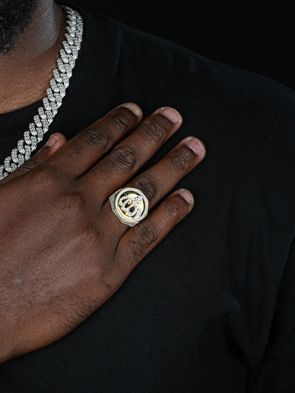 Almighty Allah Iced Out Ring - 14k Gold Vermeil 925 Silver - Baguette CZ Stones