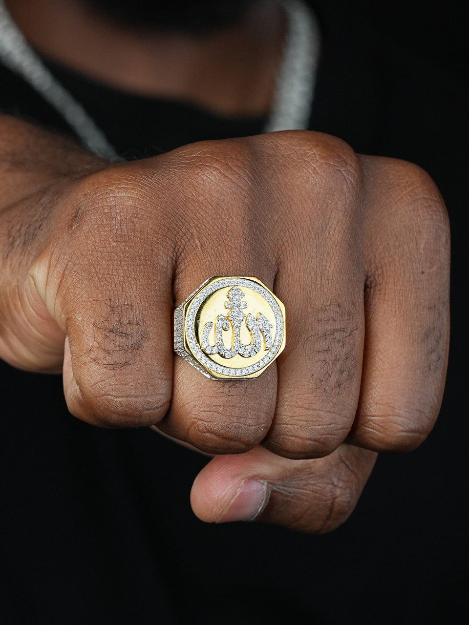 Almighty Allah Iced Out Ring - 14k Gold Vermeil 925 Silver - Baguette CZ Stones