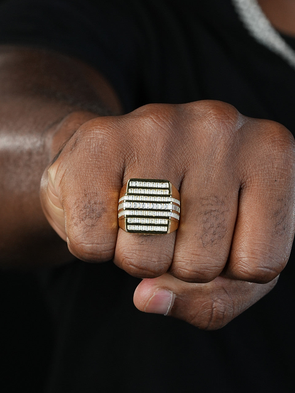 MOISSANITE Large Baguette Modern Ring - 14k Gold Vermeil 925 Silver