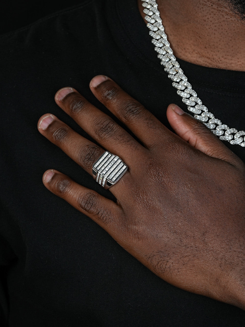 MOISSANITE Large Baguette Modern Ring - 925 Silver