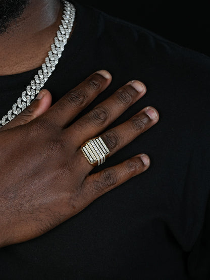 Large Baguette Modern Ring - 14k Gold Vermeil 925 Silver - CZ Stones