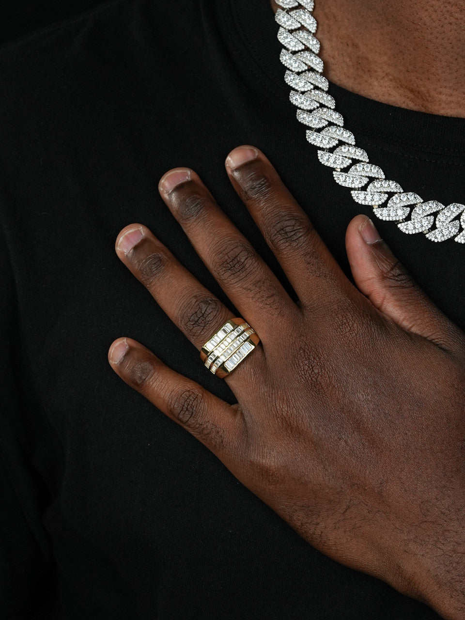 European Baguette Modern Ring - 14k Gold Vermeil 925 Silver - CZ Stones