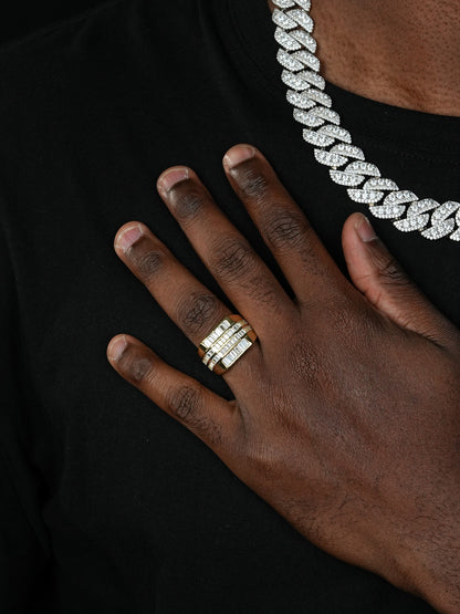 European Baguette Modern Ring - 14k Gold Vermeil 925 Silver - CZ Stones