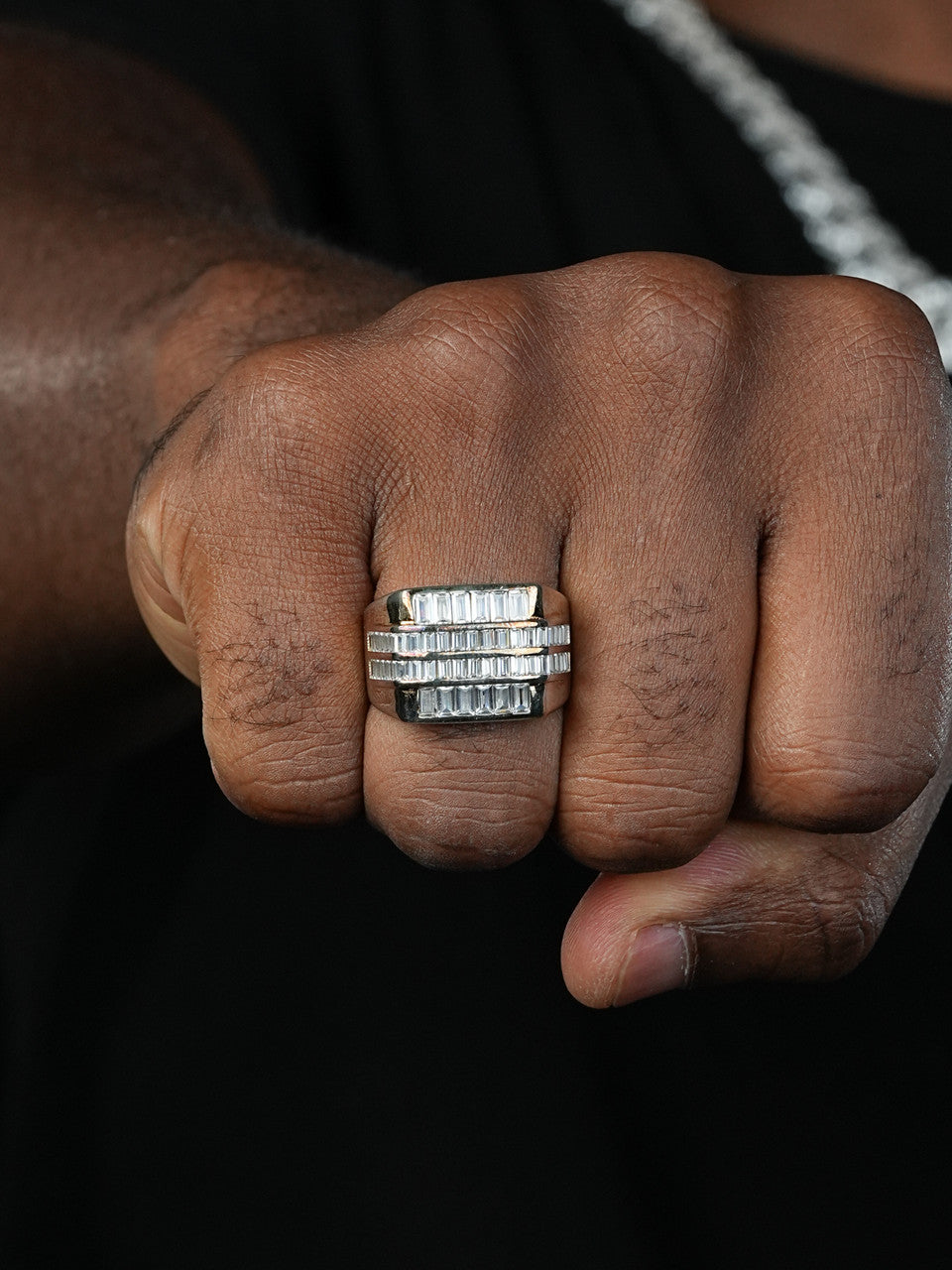 European Baguette Modern Ring - 925 Silver - CZ Stones