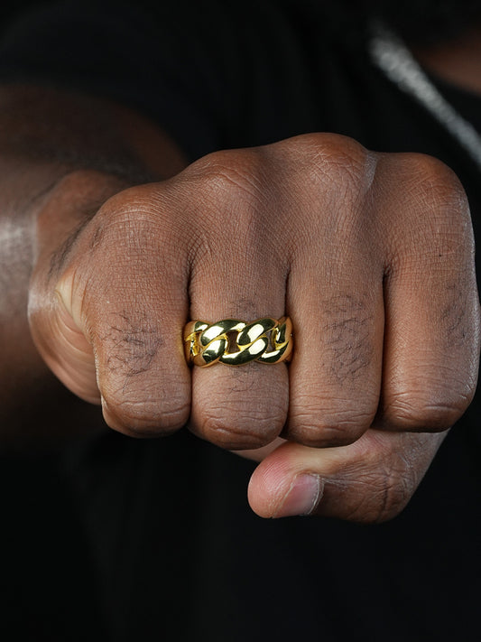 Plain Cuban Link Ring - Timeless Classic - 925 Silver Or 14K Gold Vermeil