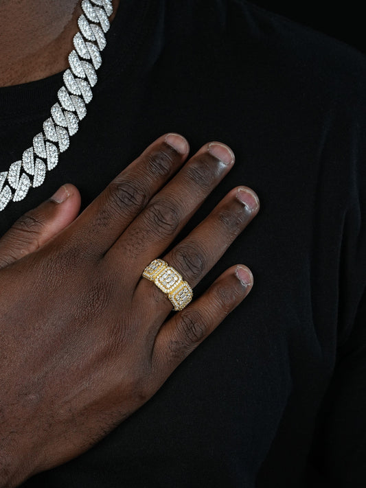 MOISSANITE Baguette Big Boy Eternity Band Ring - 14k Yellow Gold Vermeil 925 Silver