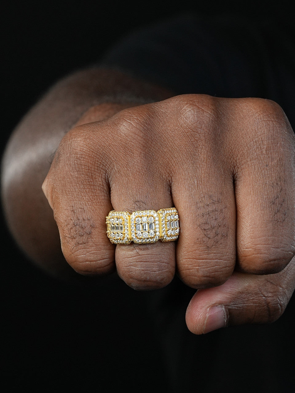 MOISSANITE Baguette Big Boy Eternity Band Ring - 14k Yellow Gold Vermeil 925 Silver
