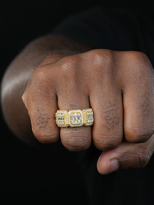 MOISSANITE Baguette Big Boy Eternity Band Ring - 14k Yellow Gold Vermeil 925 Silver