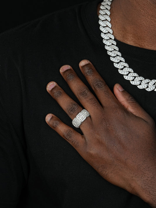 MOISSANITE Baguette Big Boy Eternity Band Ring - 925 Silver