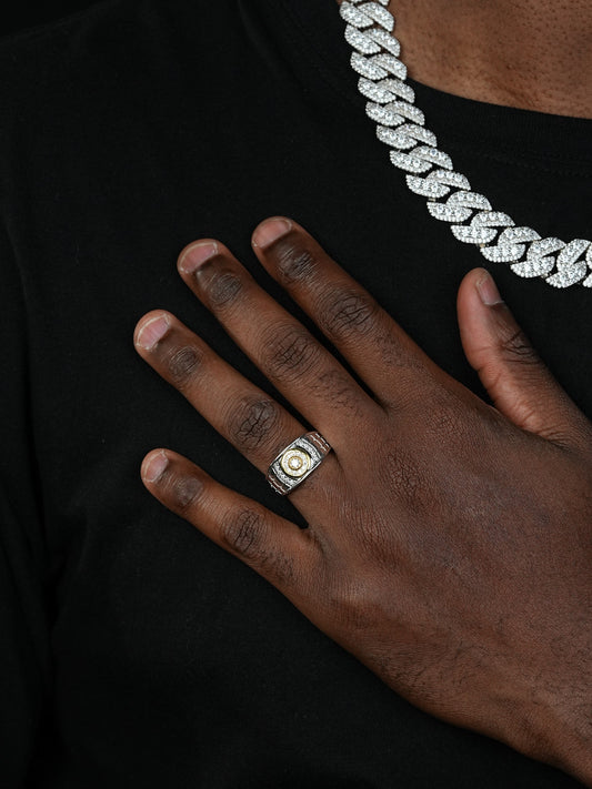 Simple Ring Harlembling Classic Since 2015 - 925 Silver Two Tone W. Gold - CZ Stones