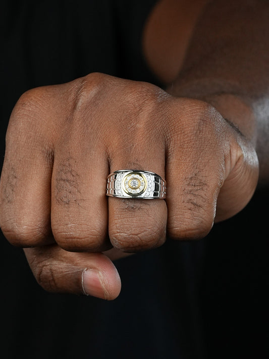 Simple Ring Harlembling Classic Since 2015 - 925 Silver Two Tone W. Gold - CZ Stones