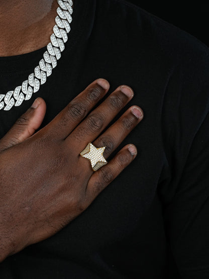 Ice Star Classic Ring - 14k Yellow Gold Vermeil/Natural 925 Silver - CZ Stones