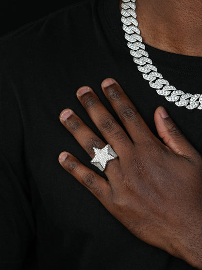 MOISSANITE Ice Star Classic Ring - 14k Yellow Gold Vermeil/Natural 925 Silver