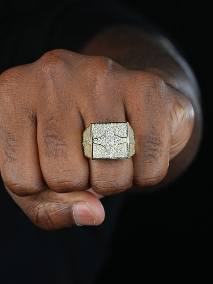 North South East West Iced Out Ring - 14k Gold Vermeil 925 Silver - CZ Stones