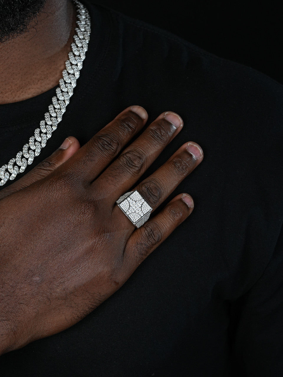 North South East West Iced Out Ring - 925 Silver - CZ Stones