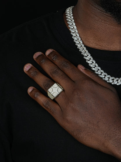 North South East West Iced Out Ring - 14k Gold Vermeil 925 Silver - CZ Stones