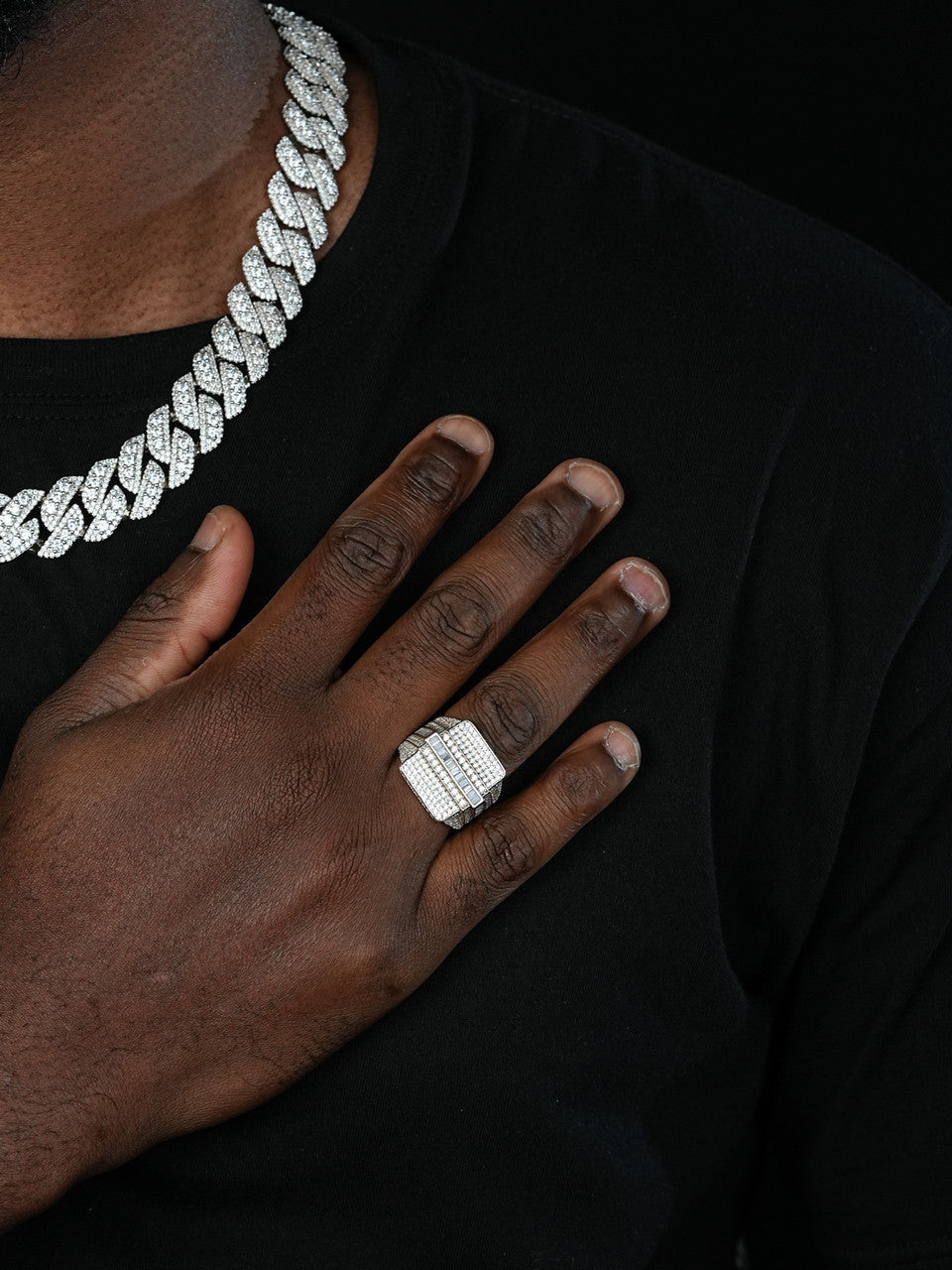 Florida Iced Out Ring - 14k Yellow Gold Vermeil/Natural 925 Silver - CZ Stones