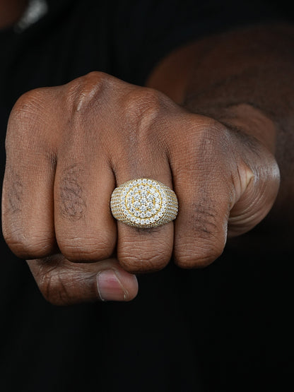 Round Cluster Iced Out Ring - 14k Gold Vermeil 925 Silver - CZ Stones