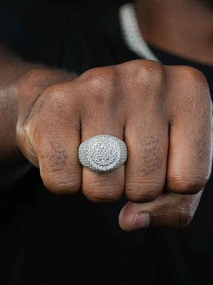 MOISSANITE Round Cluster Iced Out Ring - 925 Silver