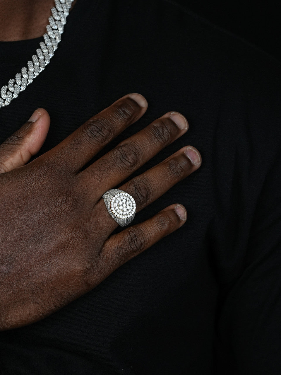 MOISSANITE Round Cluster Iced Out Ring - 925 Silver