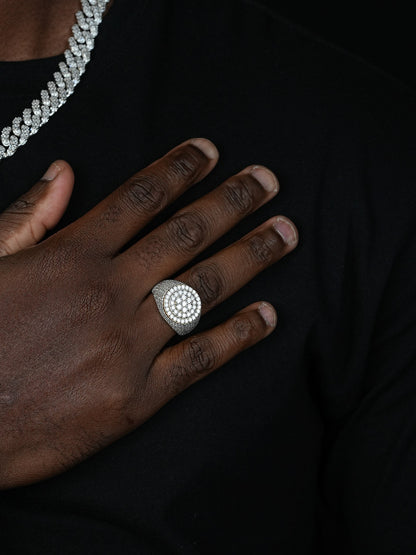 MOISSANITE Round Cluster Iced Out Ring - 925 Silver