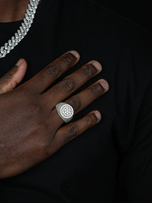 MOISSANITE Round Cluster Iced Out Ring - 925 Silver