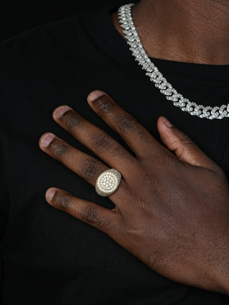 MOISSANITE Round Cluster Iced Out Ring - 14k Gold Vermeil 925 Silver