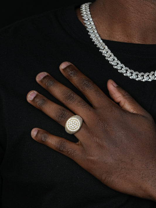 MOISSANITE Round Cluster Iced Out Ring - 14k Gold Vermeil 925 Silver