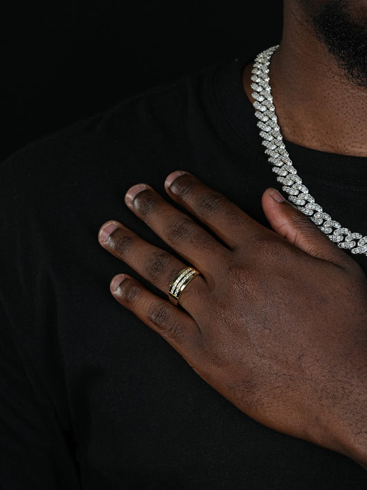 Double Row Eternity Band Ring - 14k Gold Vermeil 925 Silver - CZ Stones