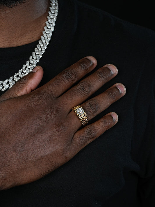 MOISSANITE Nugget Ring W. Crown Ring - 14k Gold Vermeil 925 Silver