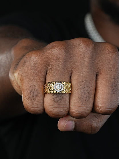 MOISSANITE Nugget Ring W. Crown Ring - 14k Gold Vermeil 925 Silver