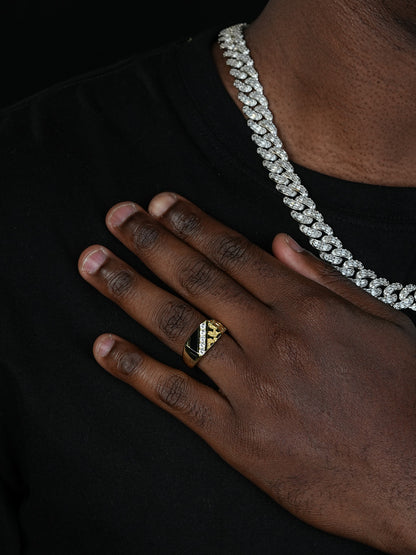 Euro Classic Nugget Ring - Black Edition - 14k Gold Vermeil 925 Silver - CZ Stones