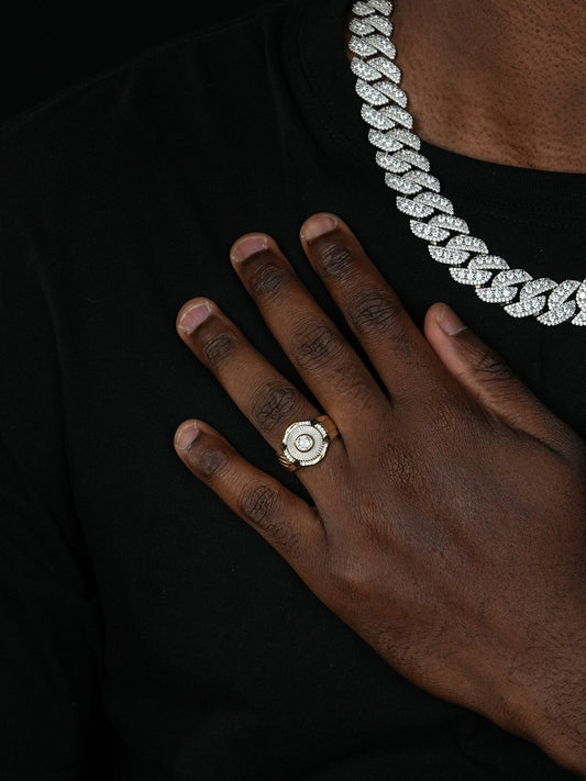 Rays Of Ice - Soliatire Ring -  14k Gold Vermeil 925 Silver Two Tone - CZ Stones