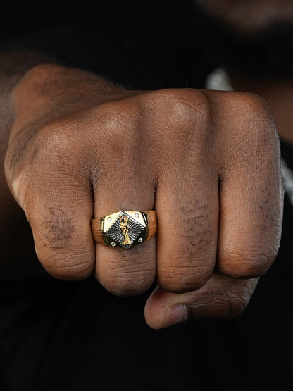 Santa Muerte Death Ring - 14k Gold Vermeil 925 Silver Two Tone