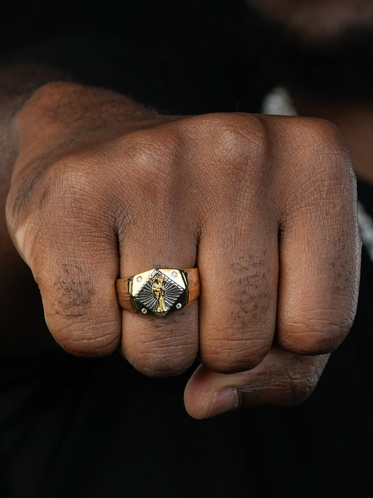 Santa Muerte Death Ring - 14k Gold Vermeil 925 Silver Two Tone