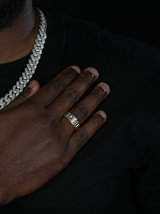 Square Diamond Cut Solitaire Ring - 14k Gold Vermeil 925 Silver Two Tone - CZ Stones