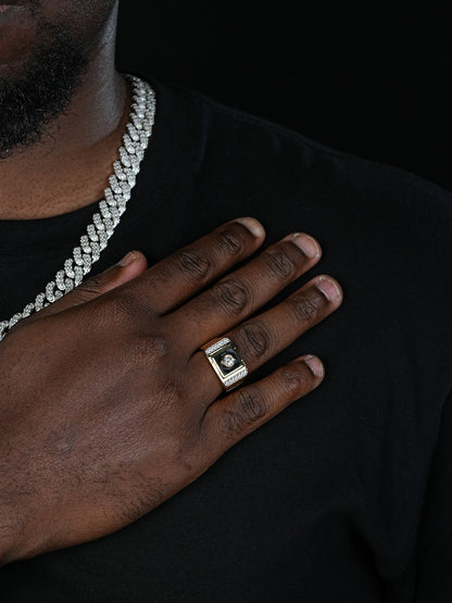 Black Onyx Iced Out Ring - 14k Gold Vermeil 925 Silver - CZ Stones