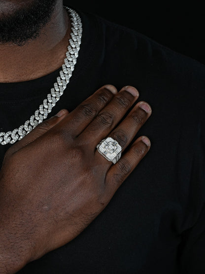 Detroit Iced Out Ring - 925 Silver - CZ Baguette Stones