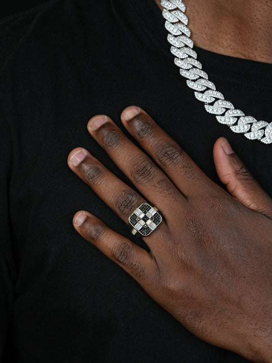 Panda Ring - 14k Gold Vermeil 925 Silver - White & Black CZ Stones