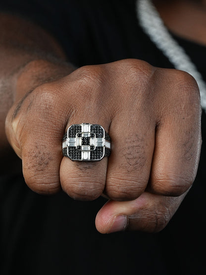 Panda Ring - 925 Silver - White & Black CZ Stones