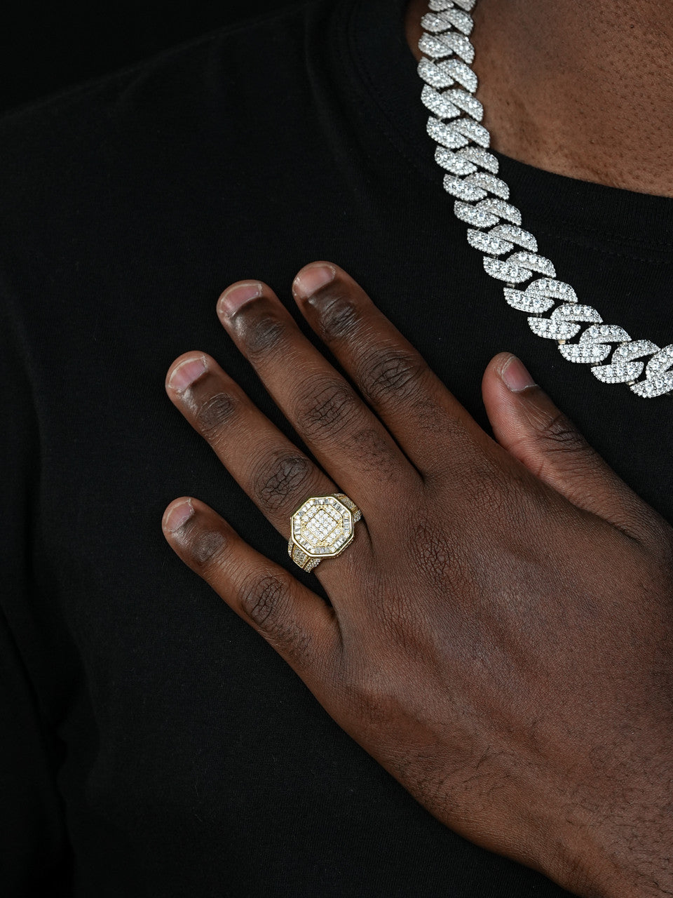 Mafia Boss Ring -14k Gold Vermeil 925 Silver - CZ Stones