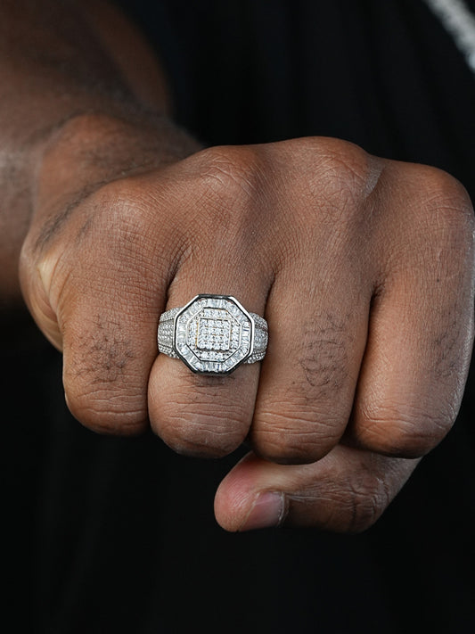 Mafia Boss Ring - 925 Silver - CZ Stones