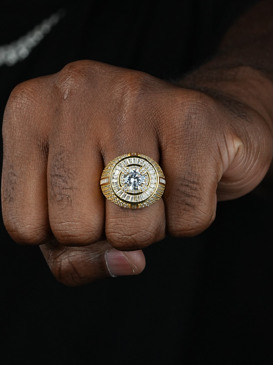 Iconic Big Stone Rapper Ring - 14k Gold Vermeil 925 Silver - CZ Stones